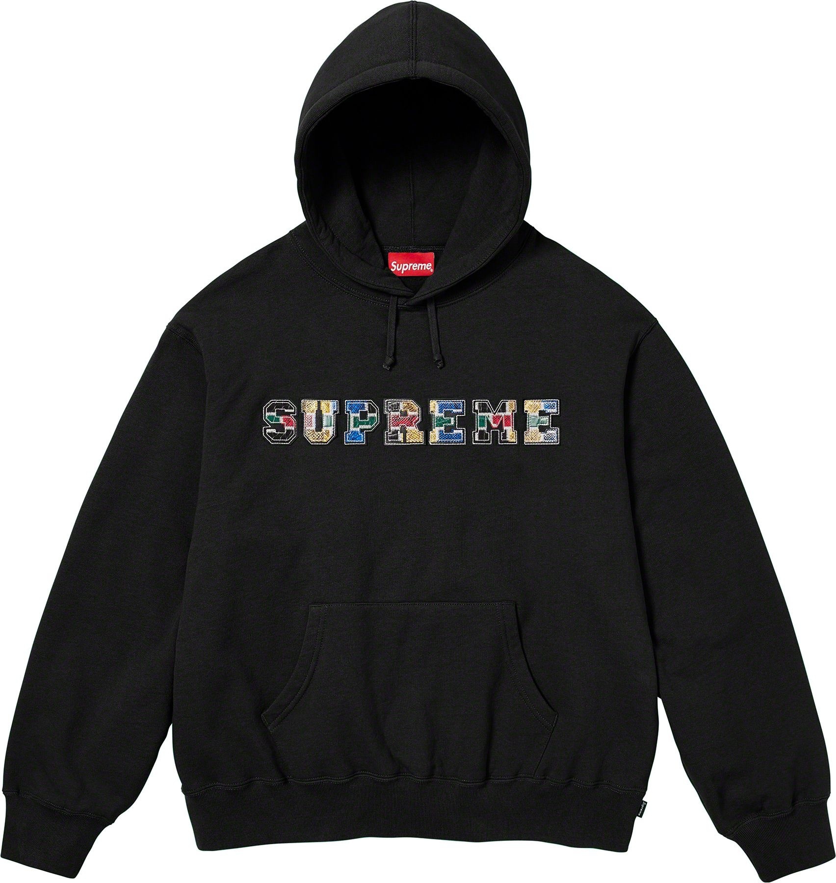 Collegiate Patchwork Leather Hooded Sweatshirt view 10